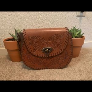Leather Tooled Cross body